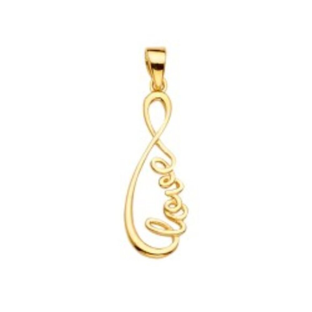 New 14K Yellow Gold Love Infinity Pendant